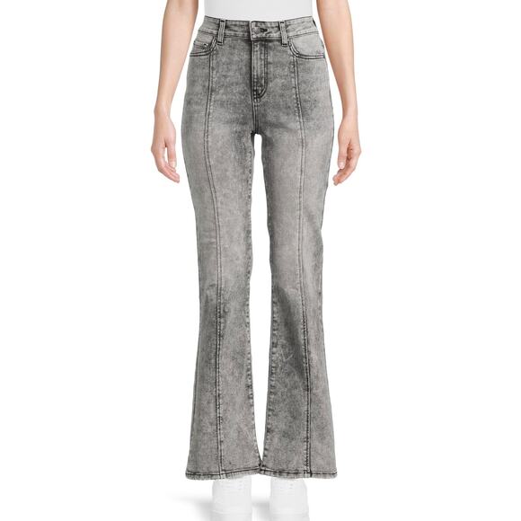 Time and Tru High Rise Gray Acid Wash Flare Jeans Size 14 - Picture 1 of 6